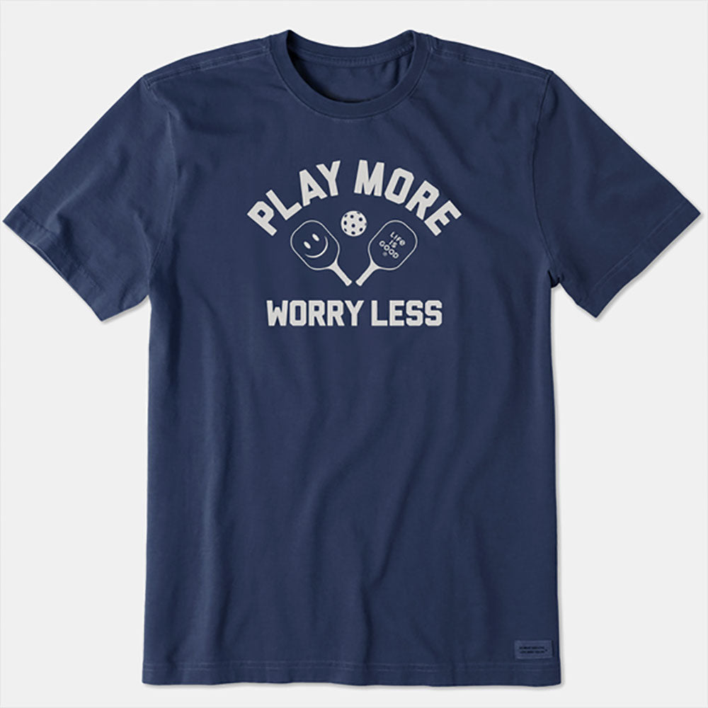 Life is Good Play More Worry Less Pickleball Crusher Tee Men's