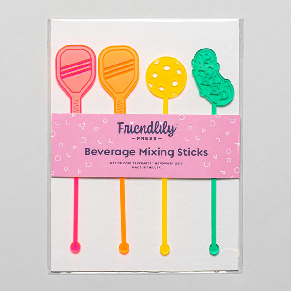 Friendlily Press Pickleball Acrylic Drink Stirrer Set