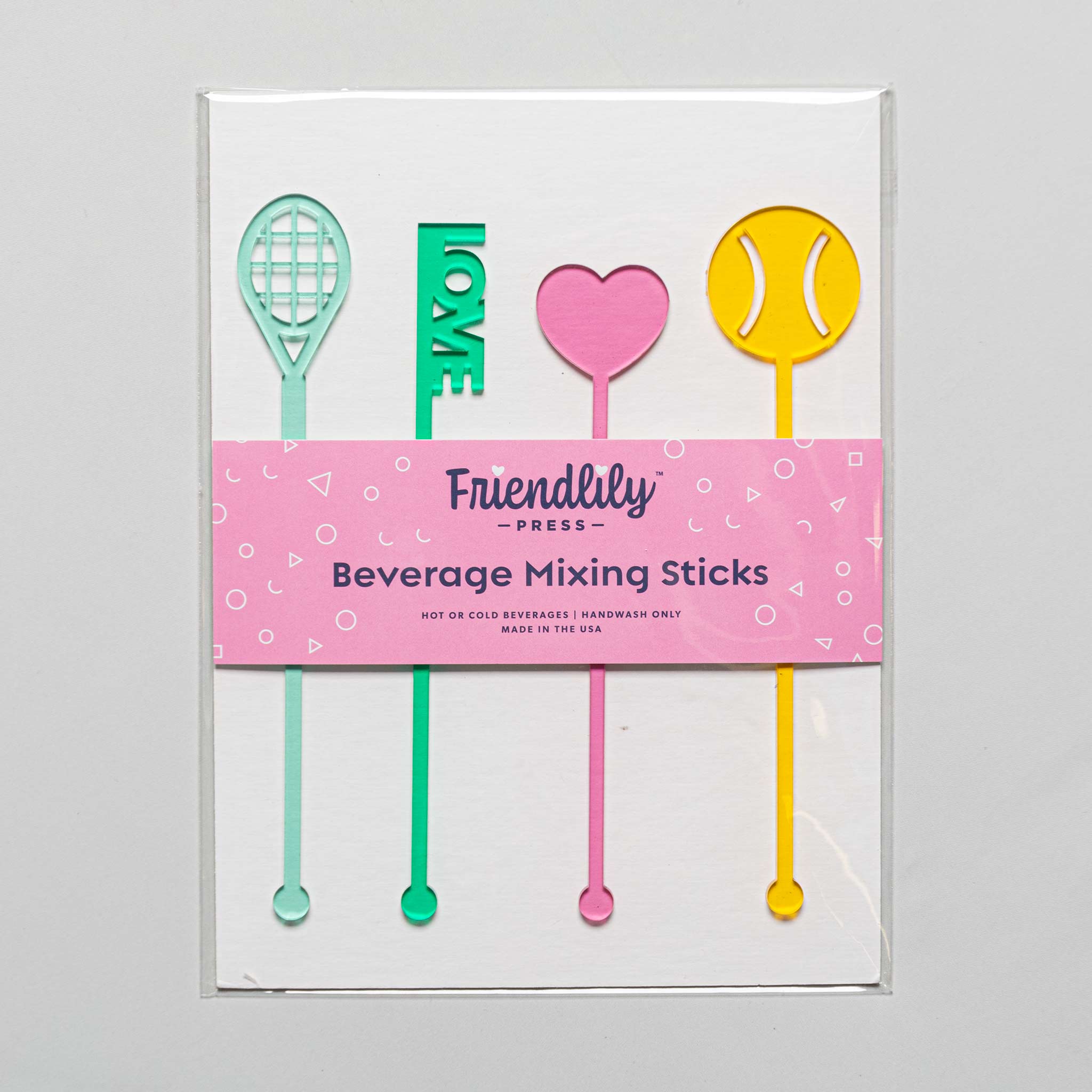 Friendlily Press Tennis Acrylic Drink Stirrer Set