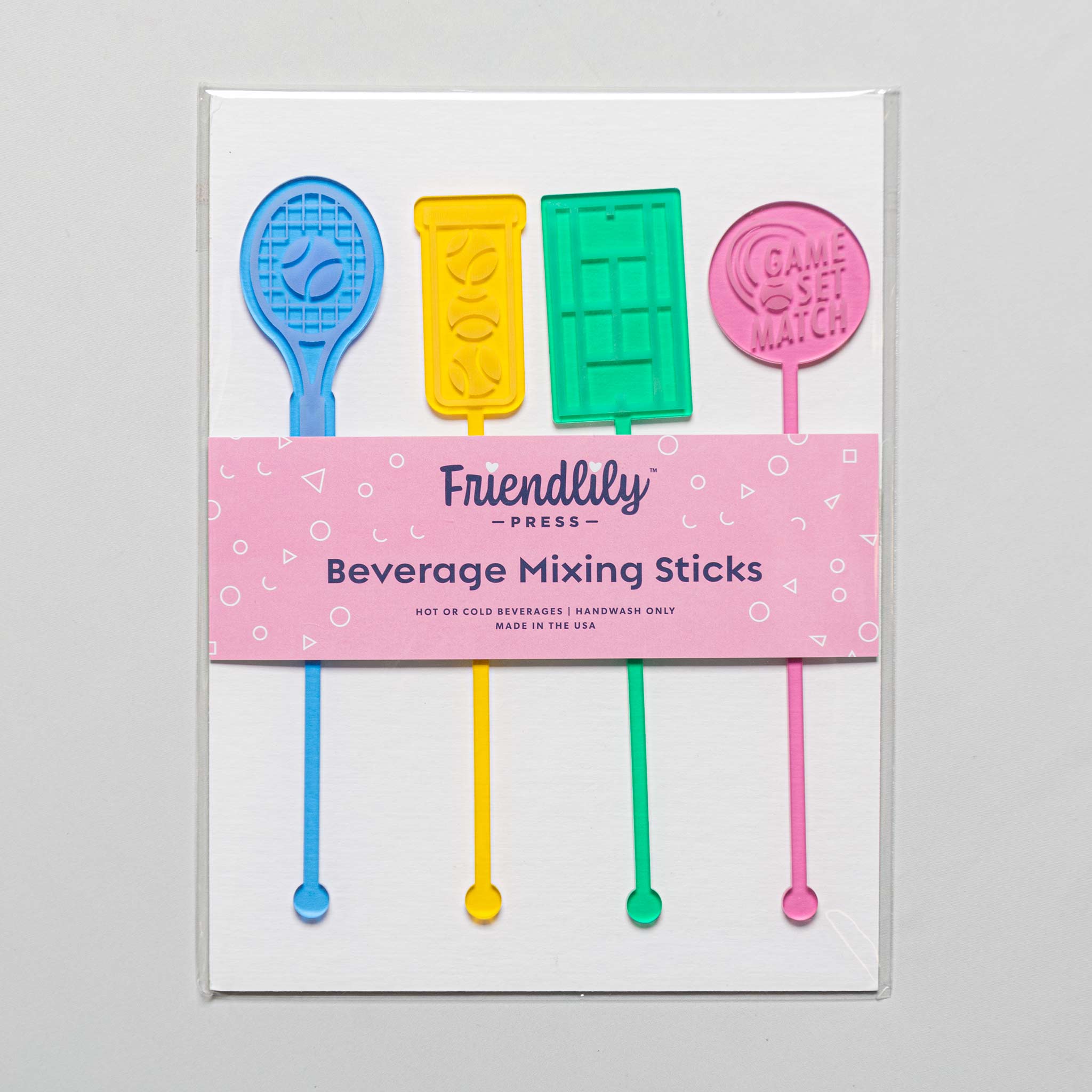 Friendlily Press Tennis Acrylic Drink Stirrer Set