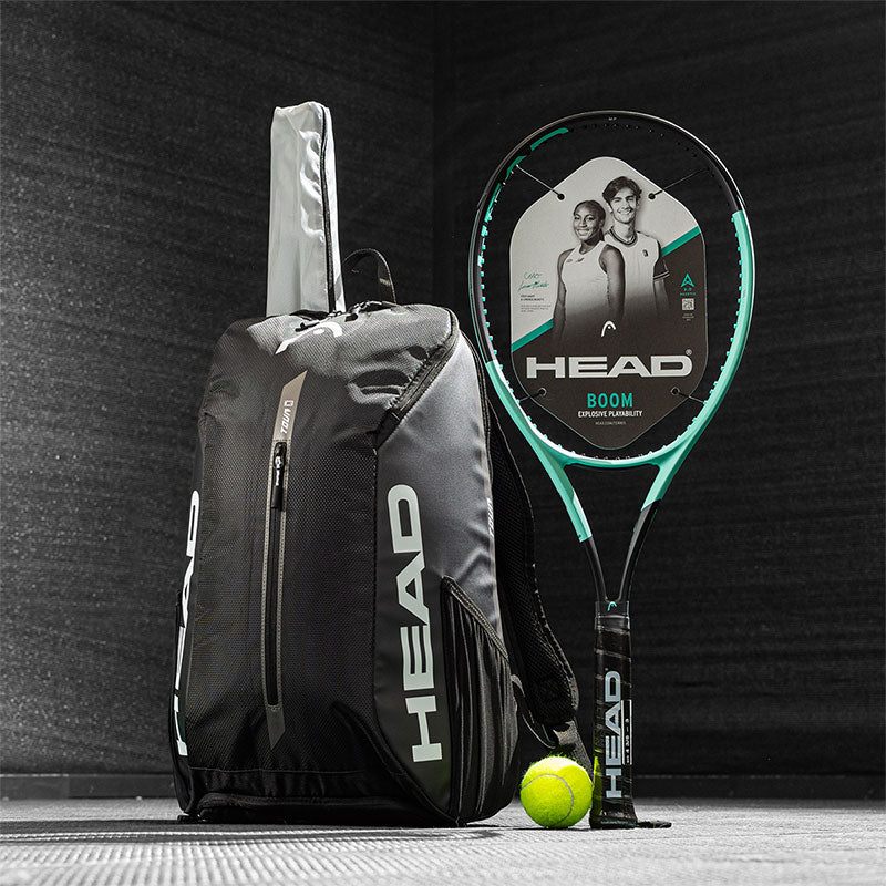 HEAD Boom tennis racquet and Tour backpack