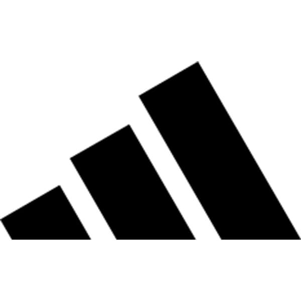 Black adidas logo with three parallel bars on a white background