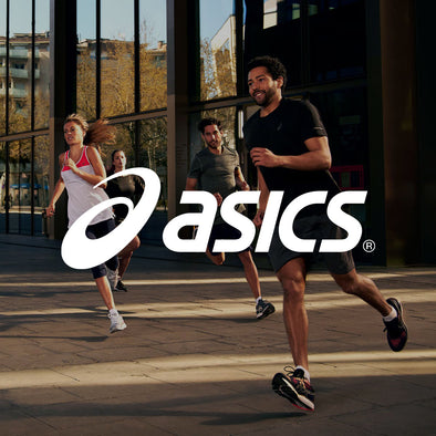 Men and Women running in ASICS Running Gear with Logo