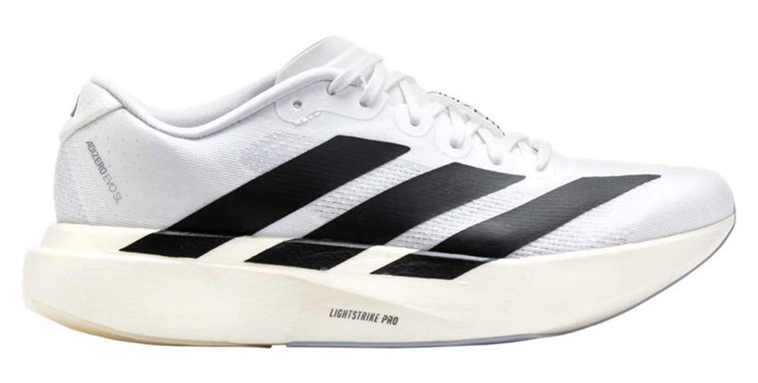 Lateral view of adidas Adizero EVO SL running shoes on a white background