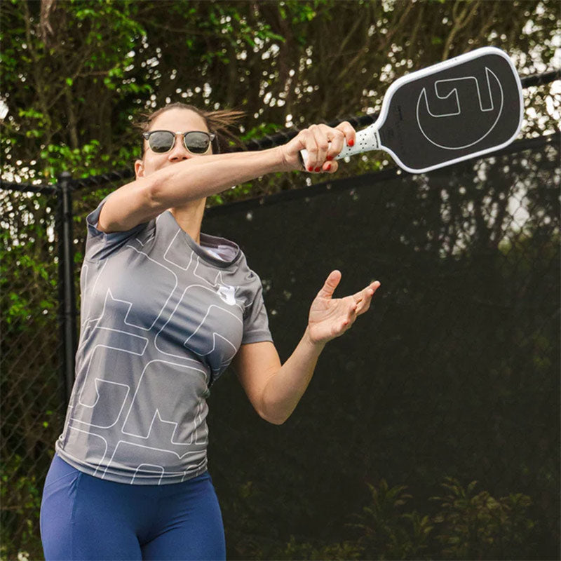 Gamma RCF Obsidian pickleball paddle in-use image