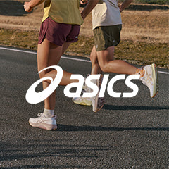 ASICS logo and running lifestyle image background