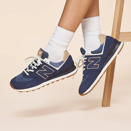 Navy new balance shoes with white socks