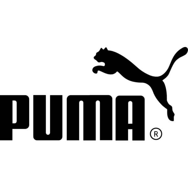 Puma logo with black silhouette of a leaping cat and brand name on a white background