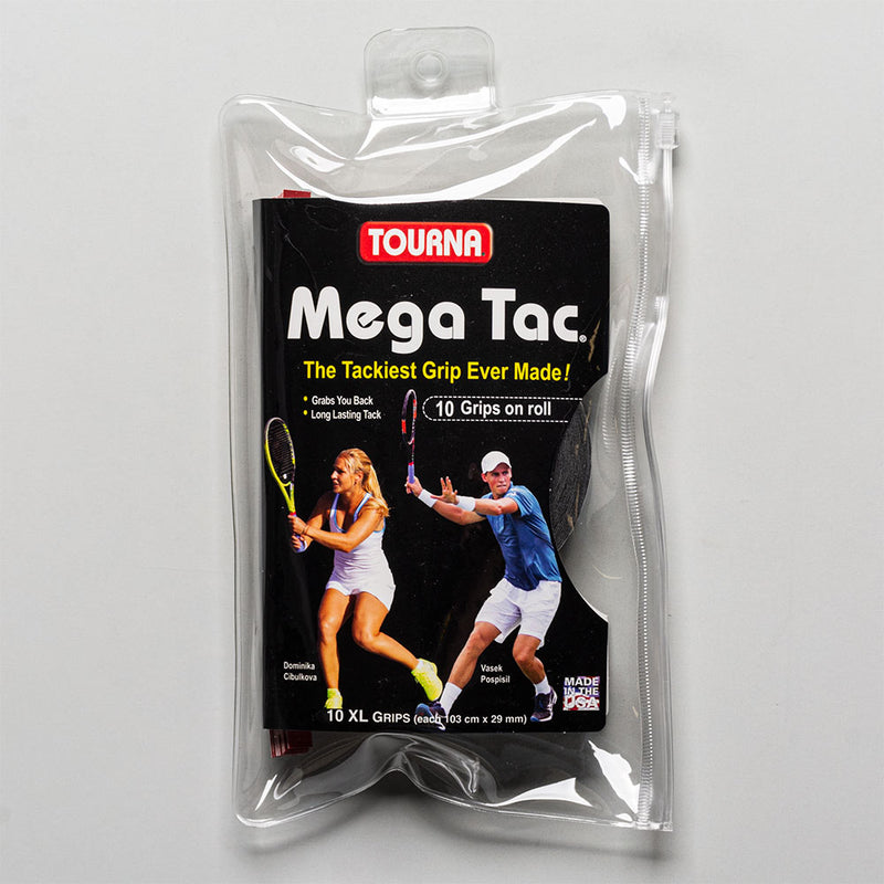 Tourna Mega Tac Overgrip 10-Pack - Extra Tacky Tennis Grip Tape
