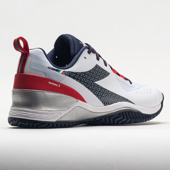 Diadora Blushield Torneo 2 AG Men's White/Blue Corsair/Fiery Red