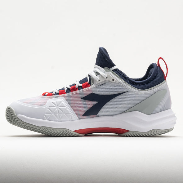 Diadora Speed Blushield Fly 4+ Clay Men's White/Blue Corsair/Fiery Red