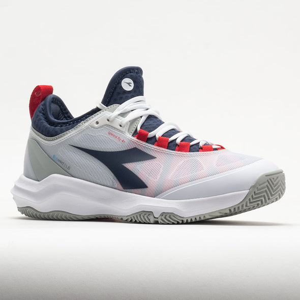 Diadora Speed Blushield Fly 4+ Clay Men's White/Blue Corsair/Fiery Red