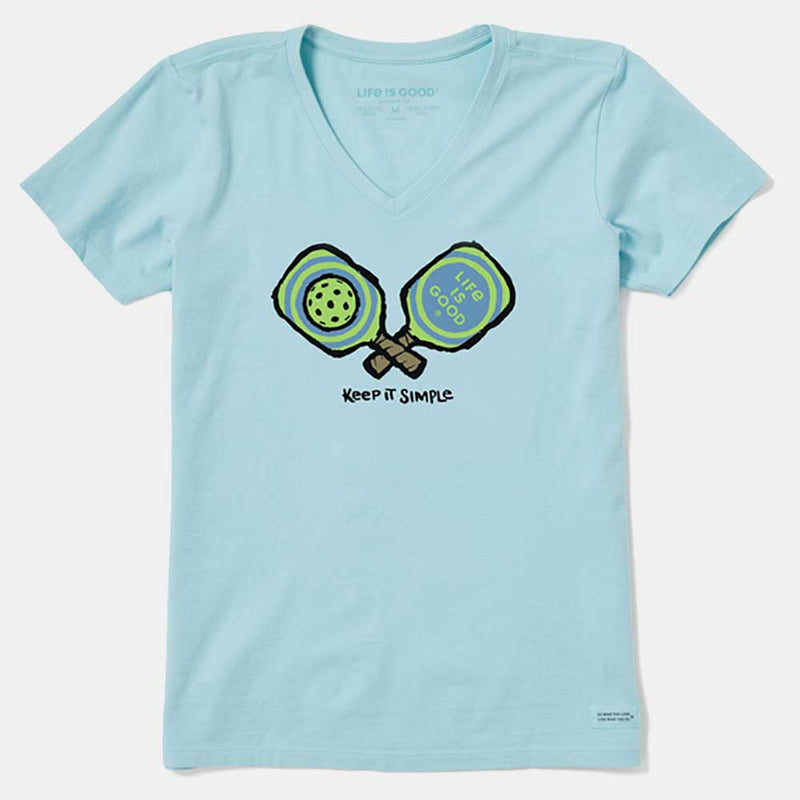 Life is Good Keep It Simple Pickleball V-Neck Crusher Tee Women's