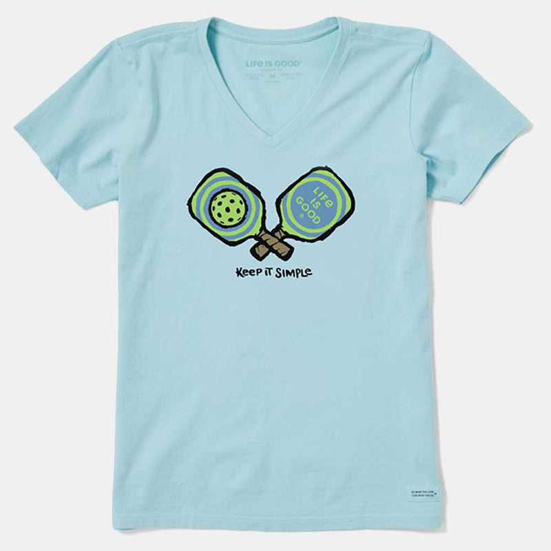Life is Good T-shirt graphique standard à col en V pour femme, bleu foncé, taille L Life is Good T-shirt graphique standard à col en V pour femme, bleu foncé, taille L